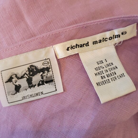 Richard Malcolm S Purple Irish Linen Top Shell Button Accents Flowy Boxy Oversiz - Picture 2 of 7